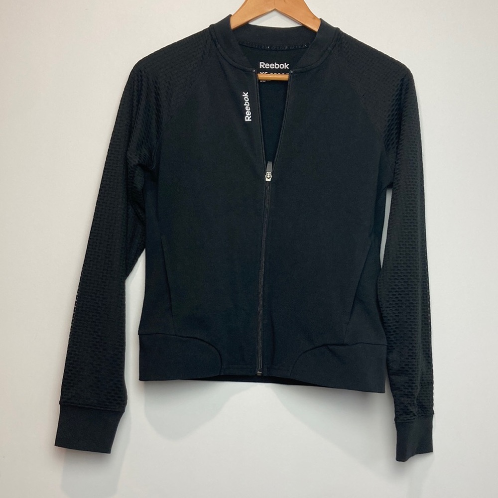 Reebok| Collarless Black Athletic Jacket sz XS
